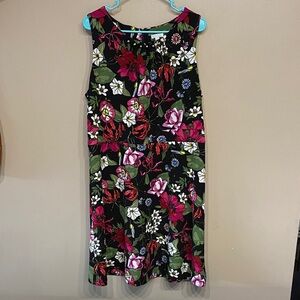 Spense Black and Pink Floral Midi Dress